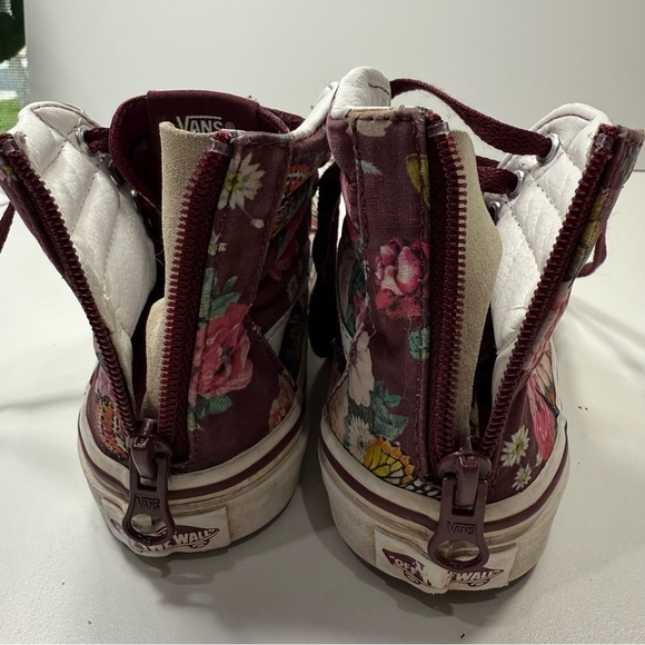 Vans Kids Floral High-Top Shoes - Burgundy and White - Picture 6 of 13